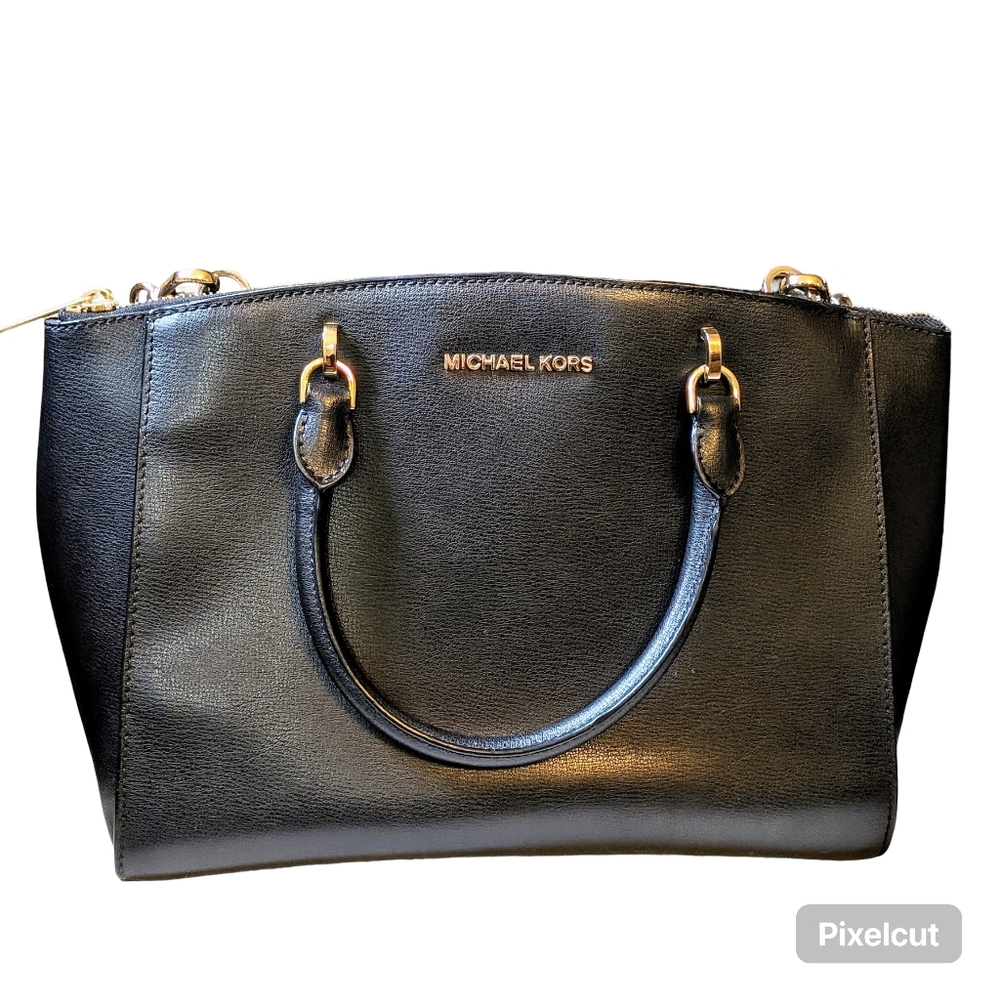 MICHAEL Michael Kors convertible crossbody satchel large black saffiano leather